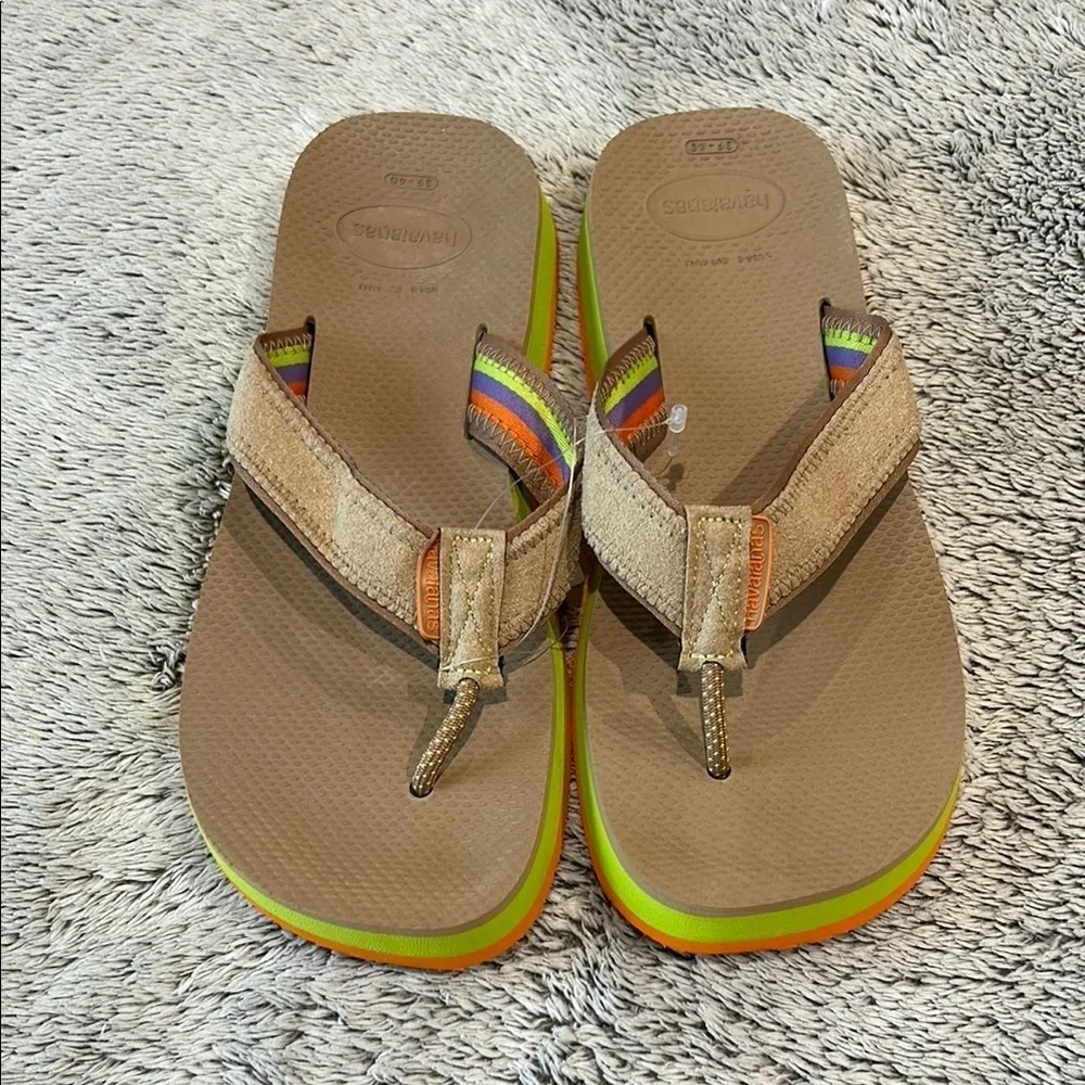 Havaianas Men's Rose Gold Flip Flops size 8 made in Brazil